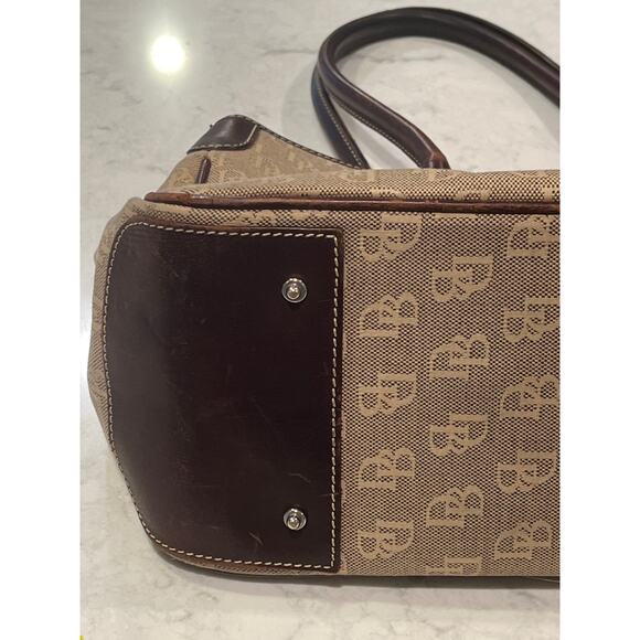 Dooney & Burke Women’s Signature Satchel Canvas & Leather Tote Bag Double Handle - Picture 7 of 8